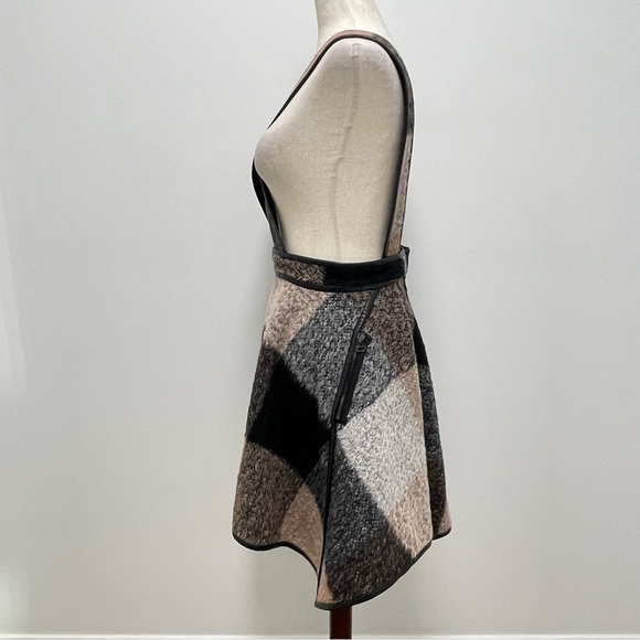 RARE 2010 3.1 Phillip Lim Trapezoid Leather Binding Brown Plaid Skirt Size 6 - Picture 6 of 15